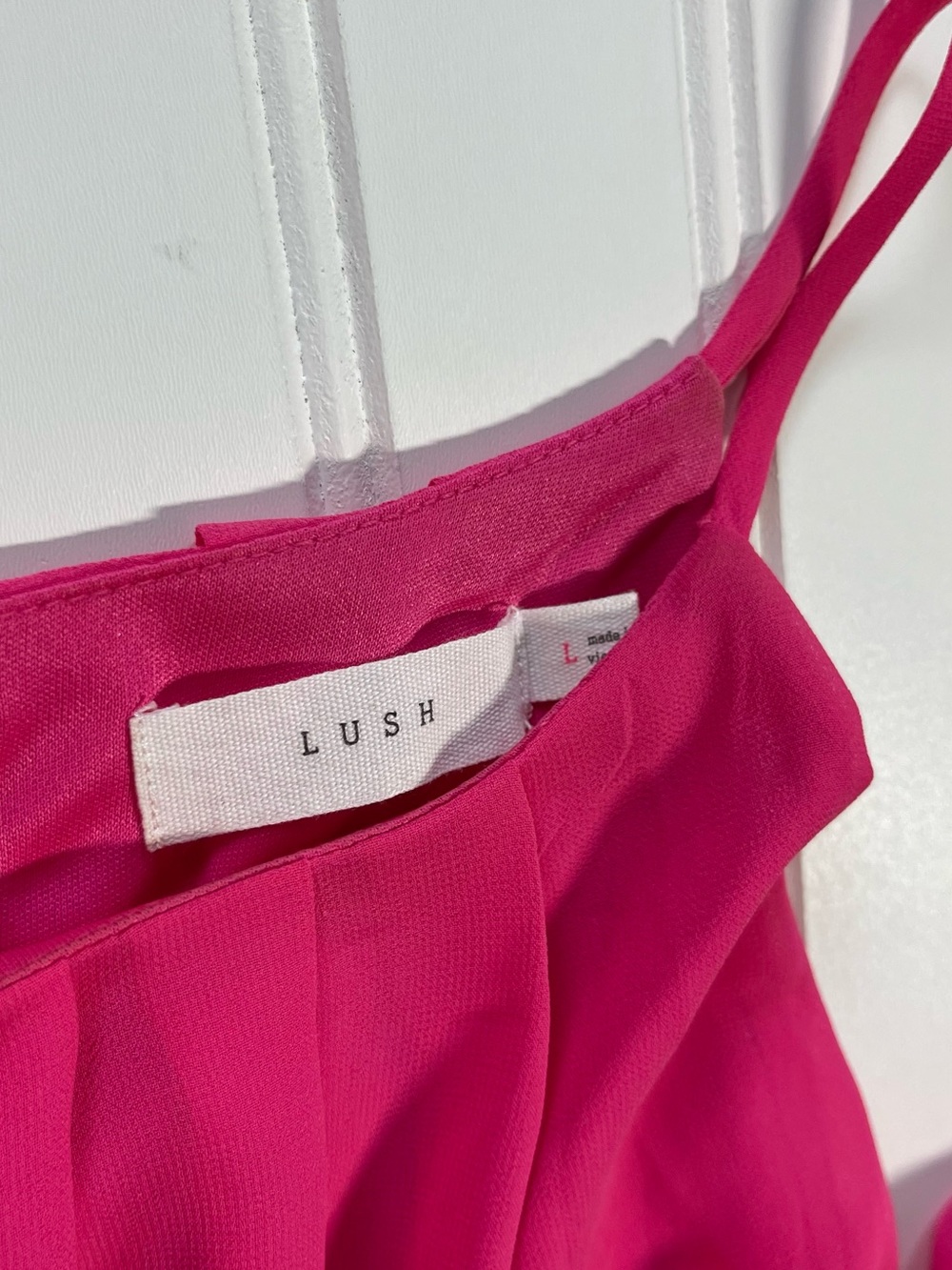 Lush Fuchsia Pink Pleated Halter Swing Dress | Large | Y2K Barbiecore - Picture 6 of 8